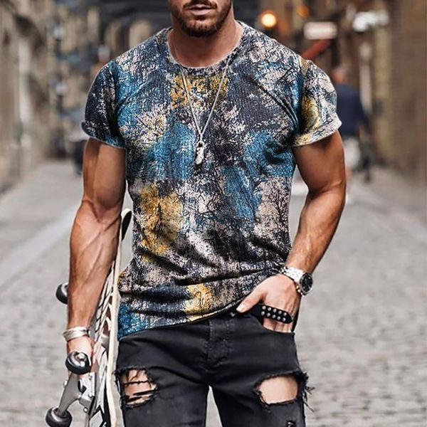 

men's t-shirts t-shirt casual short sleeve tie-dyed printed vintage ethnic slim basic tees round neck streetwear tee shirts camisetas, White;black