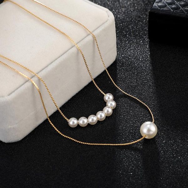 

chains fashion vintage simple knotted chain size pearl double layer alloy necklace jewelry geometric necklaces for teen girls, Silver