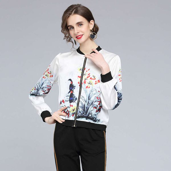 

jackets coats ink printed short jacket women's 2021 casual european style fashionable baseball suit bc8o, Black;brown