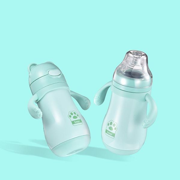 

water bottles grade material baby bottle 304 stainless steel nursing nipple insulation cup vacuum flask milk feeding 2-in-1