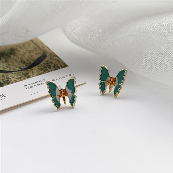 

korean earrings stud for women butterfly earring cute green earings insect ear rings woman fashion jewelry pendientes jewellery, Golden;silver