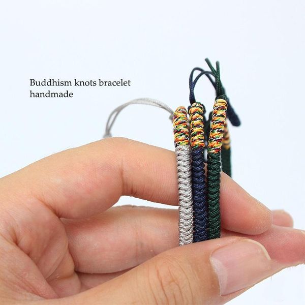 

link, chain lucky handmade buddhist knots rope bracelet 3pcs multi color buddha bangle for women men gifts, Black