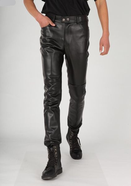 

pants 2021 male genuine leather plus size straight of men lamb pants zipper fly regular length 7xl, Black