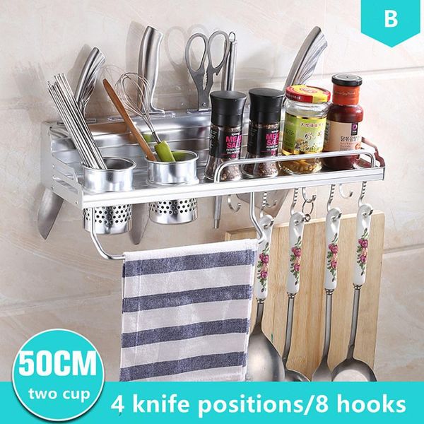 

storage bottles & jars 1pc 50cm space aluminum kitchen rack holder organizer cooking utensil tools container shelf hook
