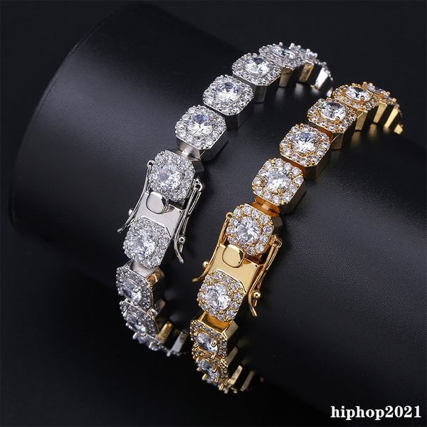 

mens diamond tennis bracelet bling bangle iced out chains charms rapper fashion hip hop jewelry, Golden;silver