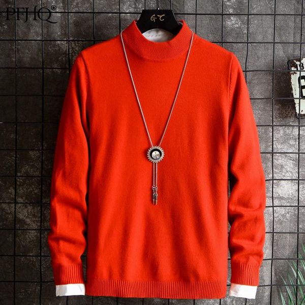 

men's sweaters pfhq 2021 fashion loose solid color round neck thickened warm long-sleeved knitted sweater autumn and winter 21d8865, White;black