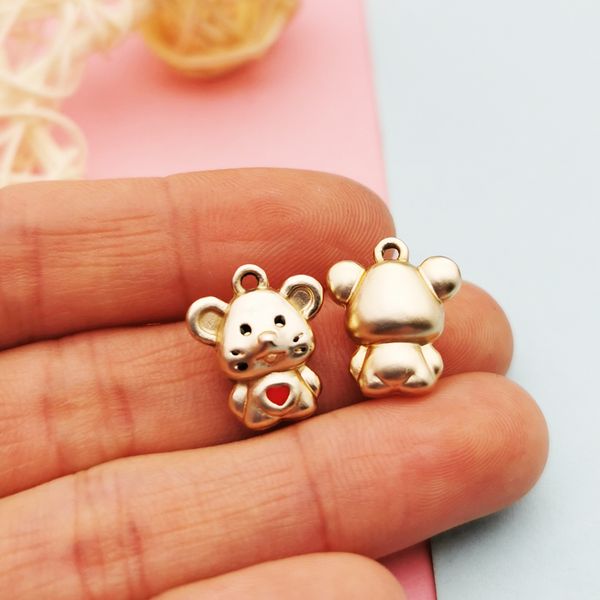 10 Stück 3D Herz Ratte Emaille Charms Anhänger Gold Ton Tier DIY Ohrring Armband Baumeln Schmuck Zubehör