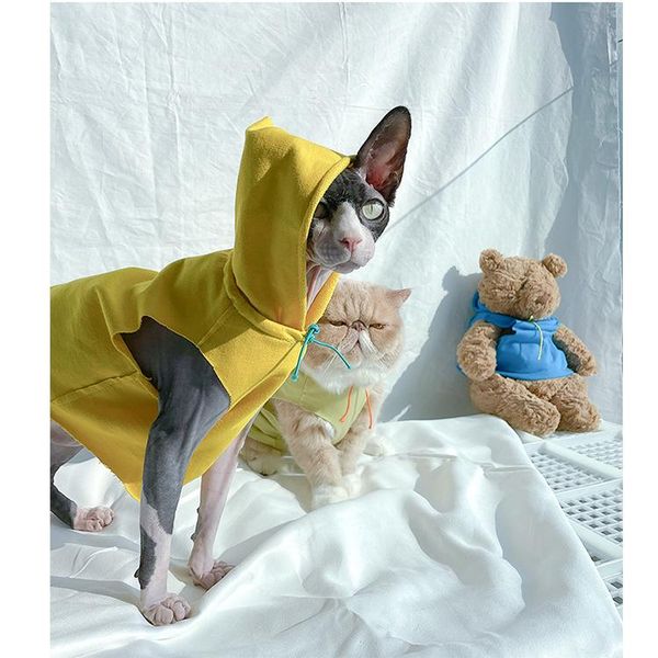 

cat costumes pet clothes vest dog thin breathable cotton with hood sphinx hairless v neck tee shirt