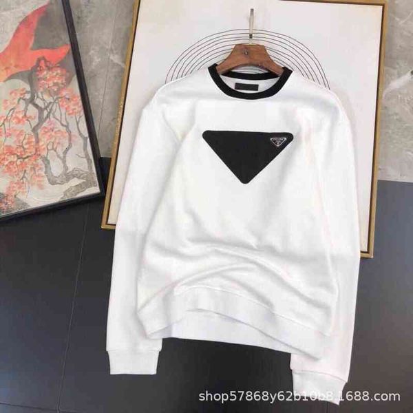 

p family 21 autumn winter triangle color matching collar long sleeve men's and women's loose pullover sweater, Black