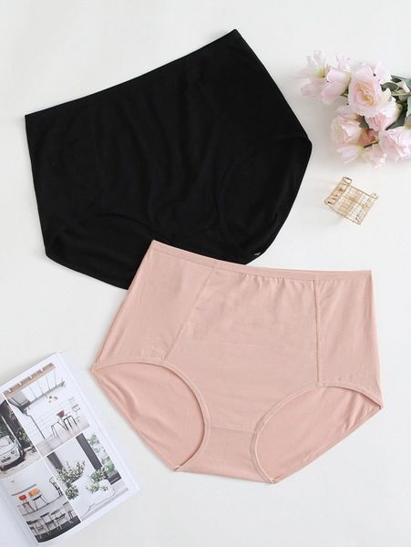 

2pack plus solid panty set f1xo#, Black;white