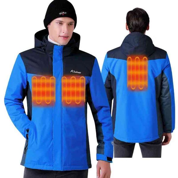 

men's winter warm smart usb heating windproof et, outdoor waterproof mountaineering suit, Black