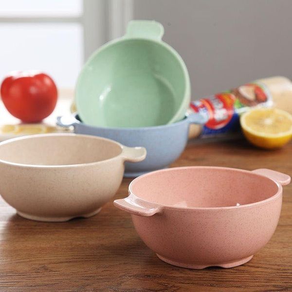 

bowls 4pcs kids wheat straw for household kitchen tableware baby dish unbreakable children ears bowl set