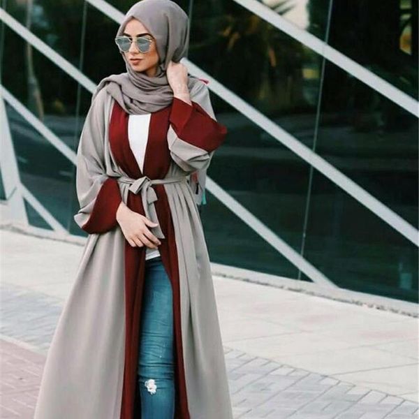 

ethnic clothing 2021 muslim women's spatching robe turkey casual cardigan islam long dress muslims women abaya, Red