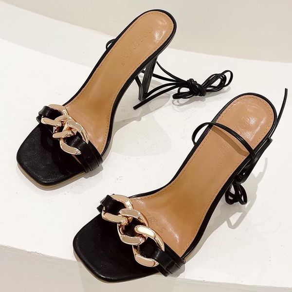 

fashion extreme high heels open toe sandals 2021 summer black roman cross-tied lady prom party shoes