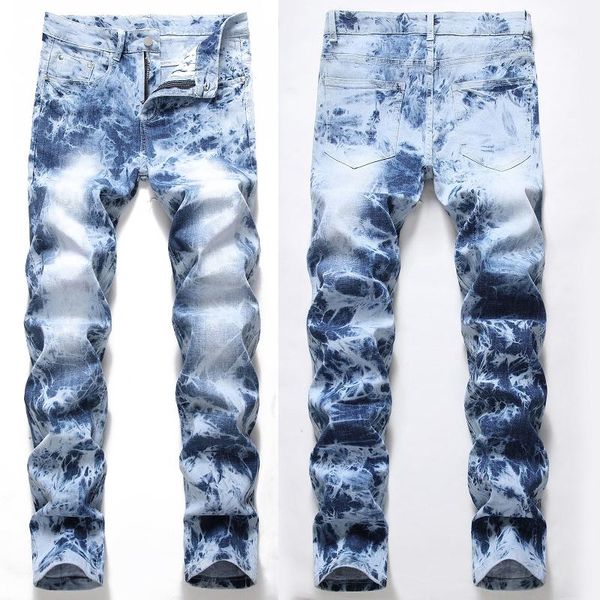 

men's jeans spring/summer 2021 straight casual loose trousers mid-waist, Blue