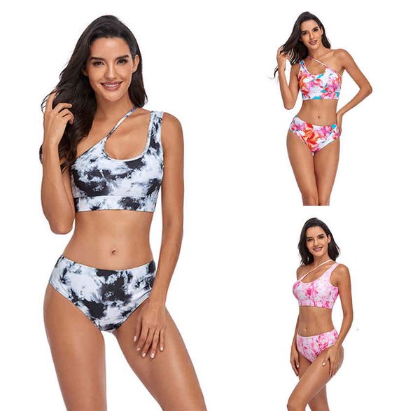 

women's tracksuits europe america selling spring and summer 2021 slim high waist swimsuit fashion bikini two-piece set, Gray