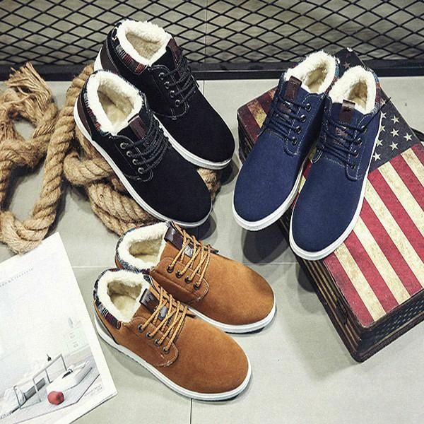 

ankle mens boots flat men shoes internal elevation fluffy boot non-slip handsome fashion shock absorption plush high-quality designer k1vs#, Black