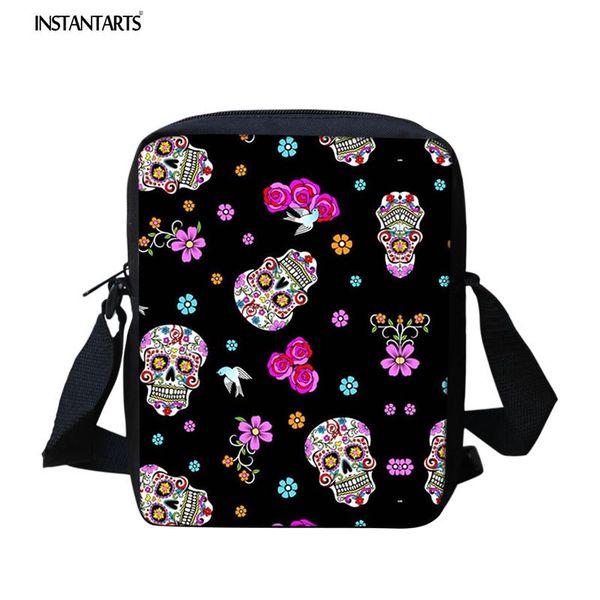 

shoulder bags instantarts fashion man mini crossbody retro skull printed male messenger gothic schoolbag travel bag classic