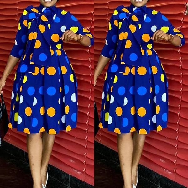 

summer african women printing short sleeve knee-length dress clothes dresses for ethnic clothing, Red