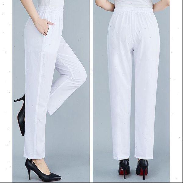 

limitate silk womens pant pants large size casual trousers spring autumn summer elastic waist fashion wear a521, Black;white