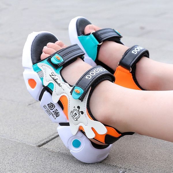 

childrens sandals 2021 summer new soft bottom boys breathable casual comfortable kids velcro shoes bss19, Black;red