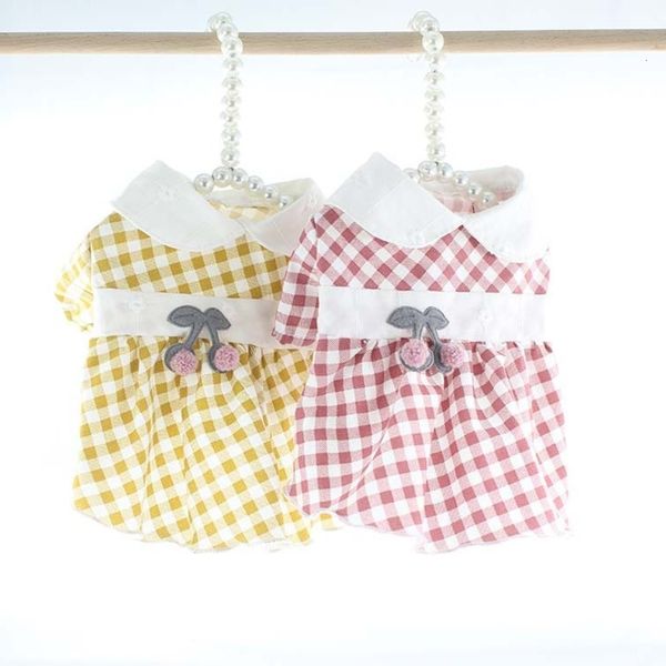 

the dog clothes 21 summer lollipop dog cherry plaid skirt pet clothes