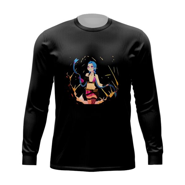 

3D Printed Jinx T-shirt Lol Arcane Cool Top Street Party Wear Round Neck High Quality Long Sleeve Cartoon Letter Print Daily Top, White;black
