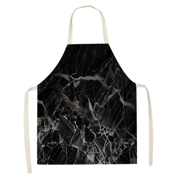 

vintage black marble kitchen aprons for women cotton linen bibs household cleaning pinafore home baking waist cooking apron