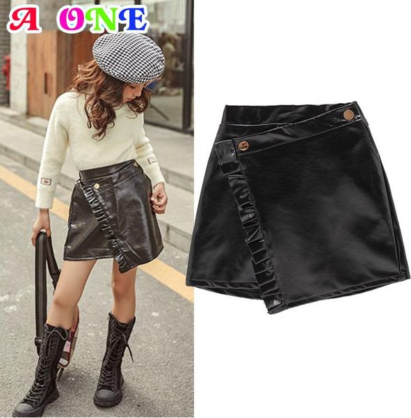 

skirts baby girl skirt winter fashion velvet pu ruffles kids tutu princess pleated bottom clothing 4 to 14 years, Blue