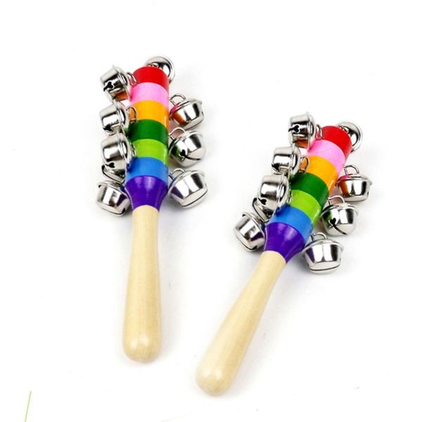 2021 New Hot Baby Rattle Rainbow Toy Toy Kid Pram Crib Maniglia Attività in legno Bell Stick Shaker Rattle Baby Regalo