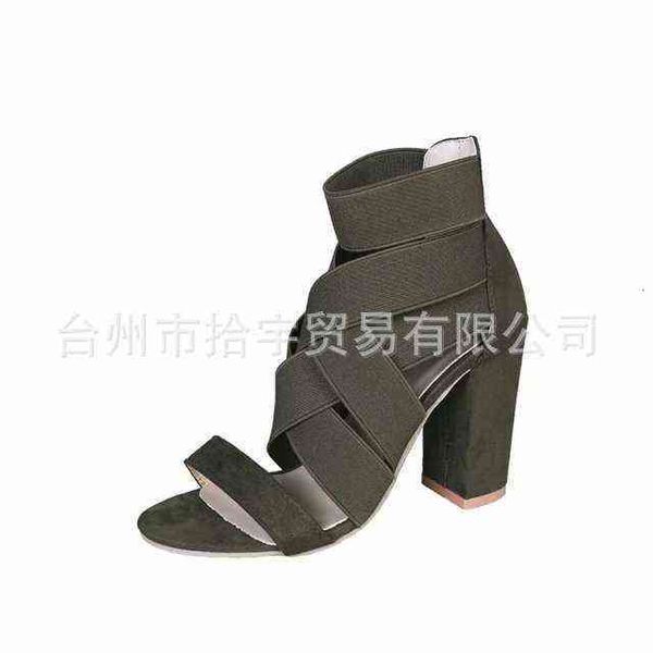 

2021 large high-heeled sandals women's thick heeled sho fashion