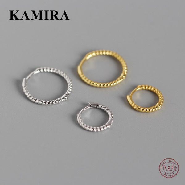 

hoop & huggie kamira 925 sterling silver fashion charm ear buckle twisted circle loops earrings for women friend goth french jewelry gift, Golden;silver