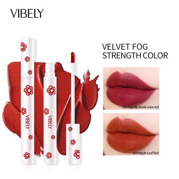 

lip gloss little red flower matte velvet glaze easy to wear non-stick cup lasting color smooth skin-friendly texture tslm1