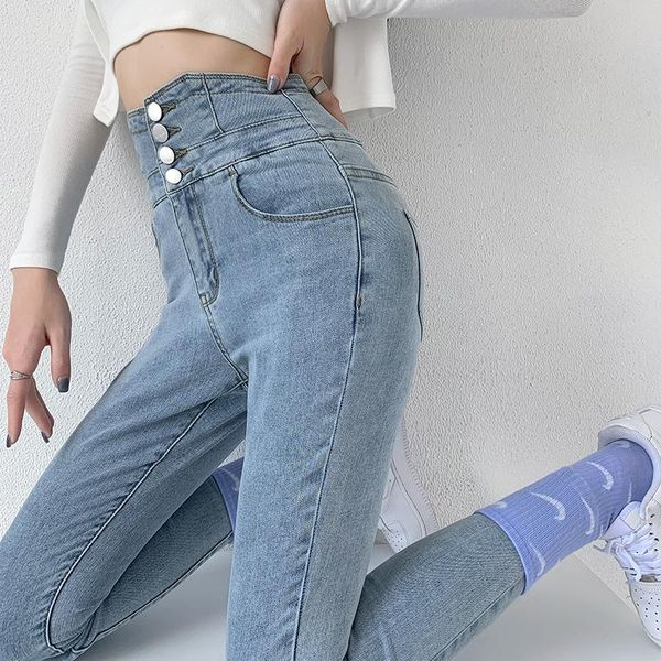 

women's jeans women clothing designer skinny back waist cross-woven hollow slim stretch cotton female denim pants high quality, Blue