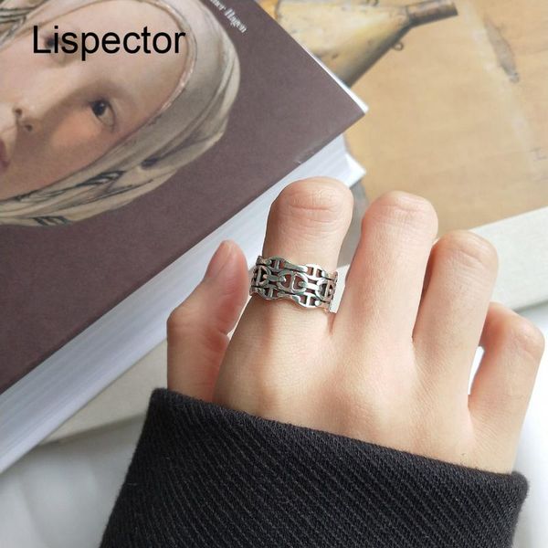 

cluster rings lispector 925 sterling silver korean retro multilayer cartoon pig nose for women vintage hollow ring couple jewelry gifts, Golden;silver