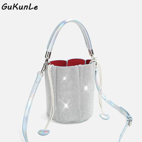 

evening bags fashion diamonds bucket shoulder women luxury designer silver crystal rhinestones purses and handbags high quality