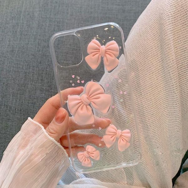 

cell phone pouches pink bow for 12 pro max mobile case 11/xsmax/7p/8plus/6s/6p cartoon transparent cover