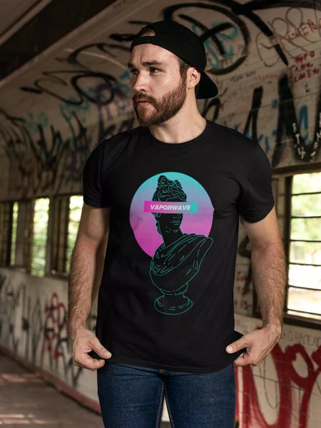 

vaporwave gypsum head tee men's -image by shutterstock, White;black
