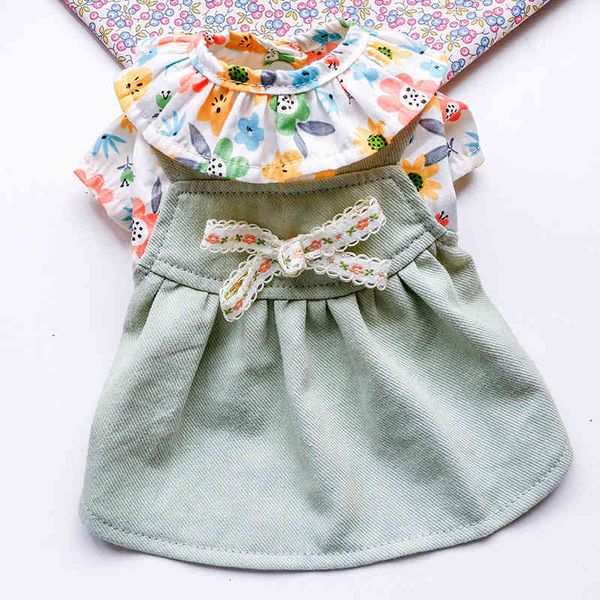 

pet cloth dog cat drs bow princs pleated lace collar high waist small flower autumn skirt