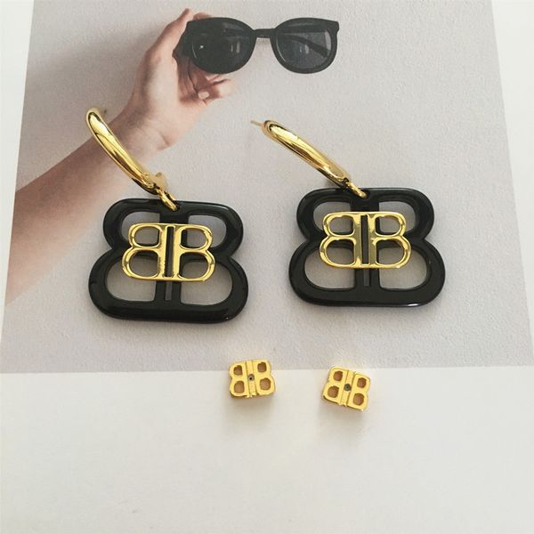 

earrings new exaggerated personality black gold contrast color sense 925 silver needle fashion sale, Golden;silver