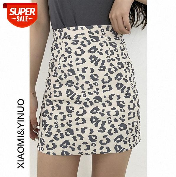 

[ou fan] 7870 leopard print short skirt female korean version of the high waist bag hip thin a-line #hh39, Black;gray