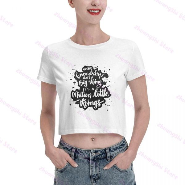 

women's t-shirt our friendship isn t a big thing short crop for women, White