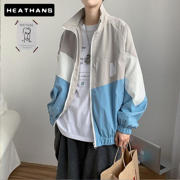 

mens baseball jacket male color contrast sports stand loose handsome couple letter print zipper spring autumn men's jackets, Black;brown