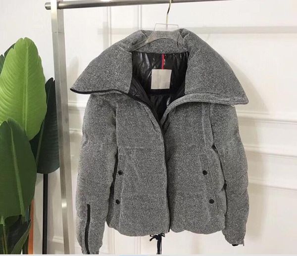

women stand collar down coat outdoor duck feather jacket outerwear thick windproof soft warm parkas gray size 123, Black
