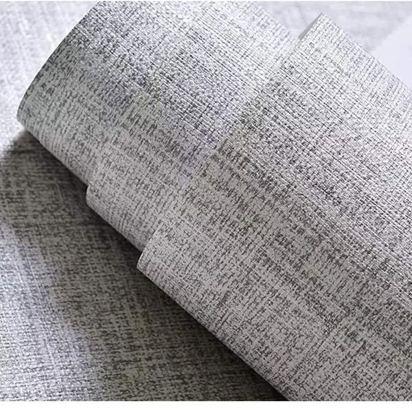 Wallpapers linho textura papel de parede adesivo removível tecido sintético impermeável para El Room Decor (bege)