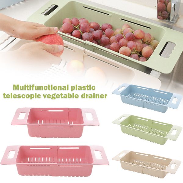 

adjustable fruit and vegetable basket drainer, sink drain rack, fruit drying rack, kitchen storage basket kitchens basin