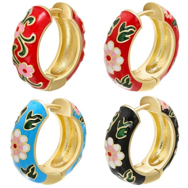 

hoop & huggie simple multicolor enamel earrings for woman 2021 trend personality round circle ear rings femme gift fashion jewelry, Golden;silver