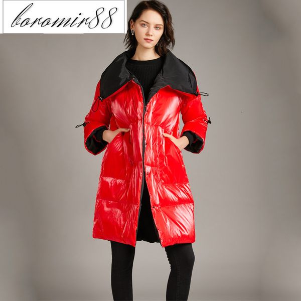

2021 winter down jacket women's sales short hatless 90 white duck bright, Black