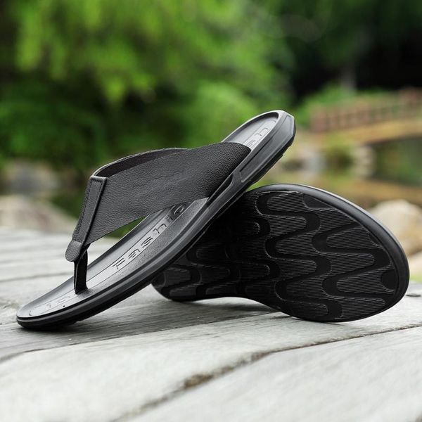 

slippers men's beach indoor summer home sports cork men flip flops slipper shoes sandals mens outdoor designer, Black