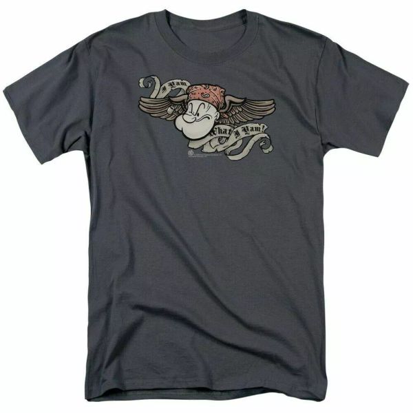

Popeye I Am T Shirt Mens Sailor Man Licensed IDW Comic Tee Charcoal, White;black